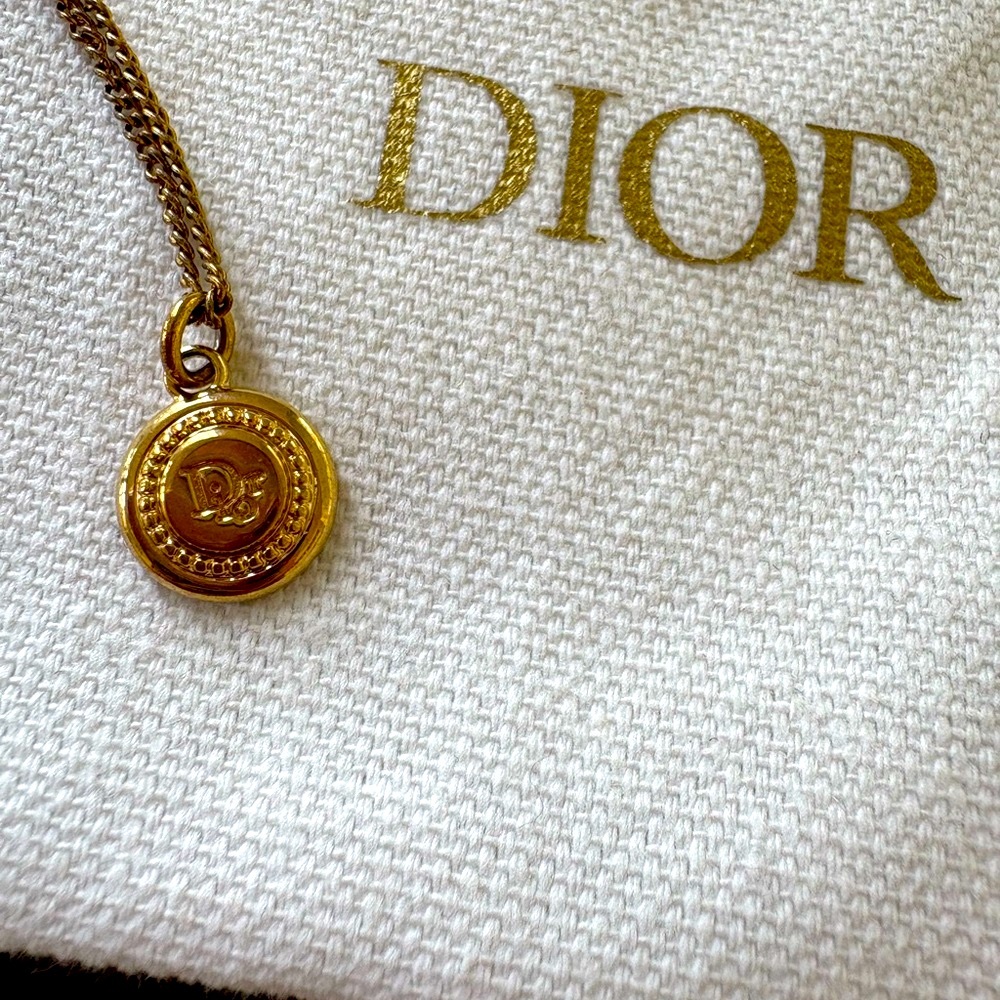 Dior Gold-Tone Circular Pendant Necklace - Picture 4 of 10